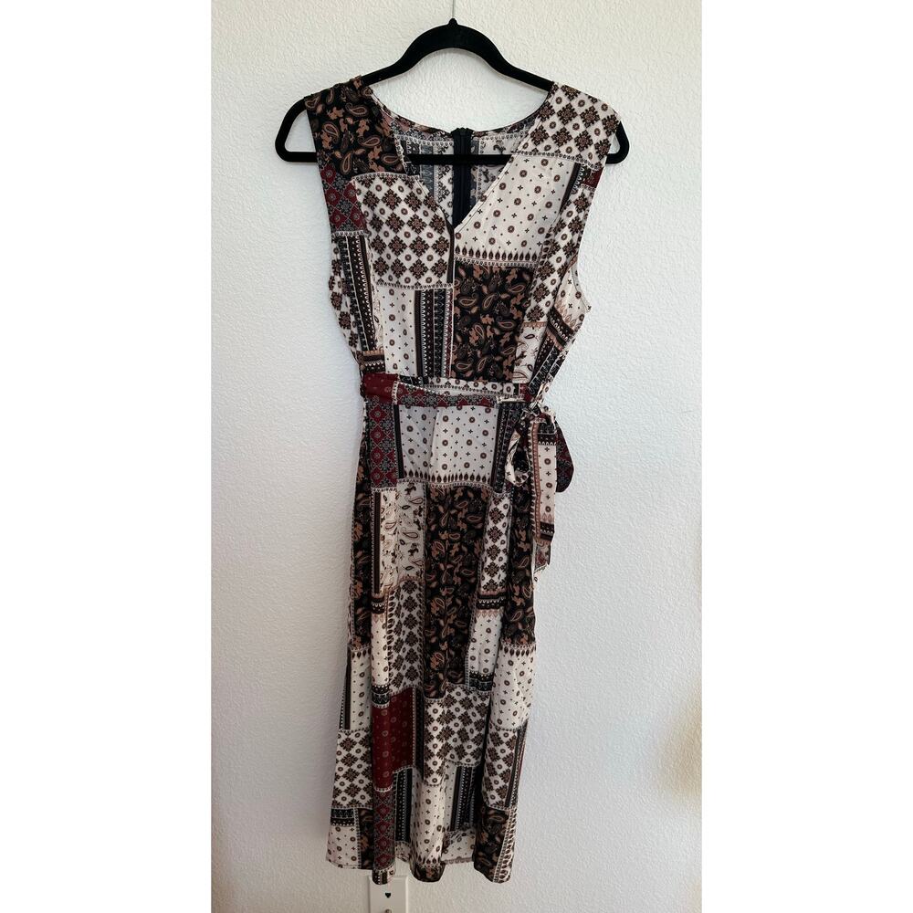 Cupshe Patchwork Print Paisley Sleeveless Midi Dress -L - Picture 2 of 6